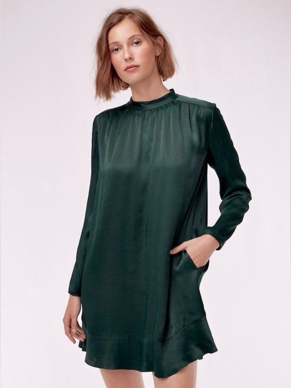 Aritzia Emerald Green Mini Tunic Dress